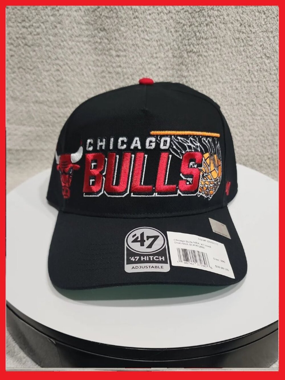 '47 Chicago Bulls Black Red Snapback with Embroidered Team Logo